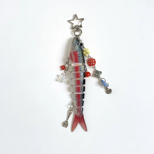 Handmade Fish Keychain, Ocean Small Fish Bait Pendant Keychains Gift For Fishing Enthusiasts DIY Accessories Car Key Ring
