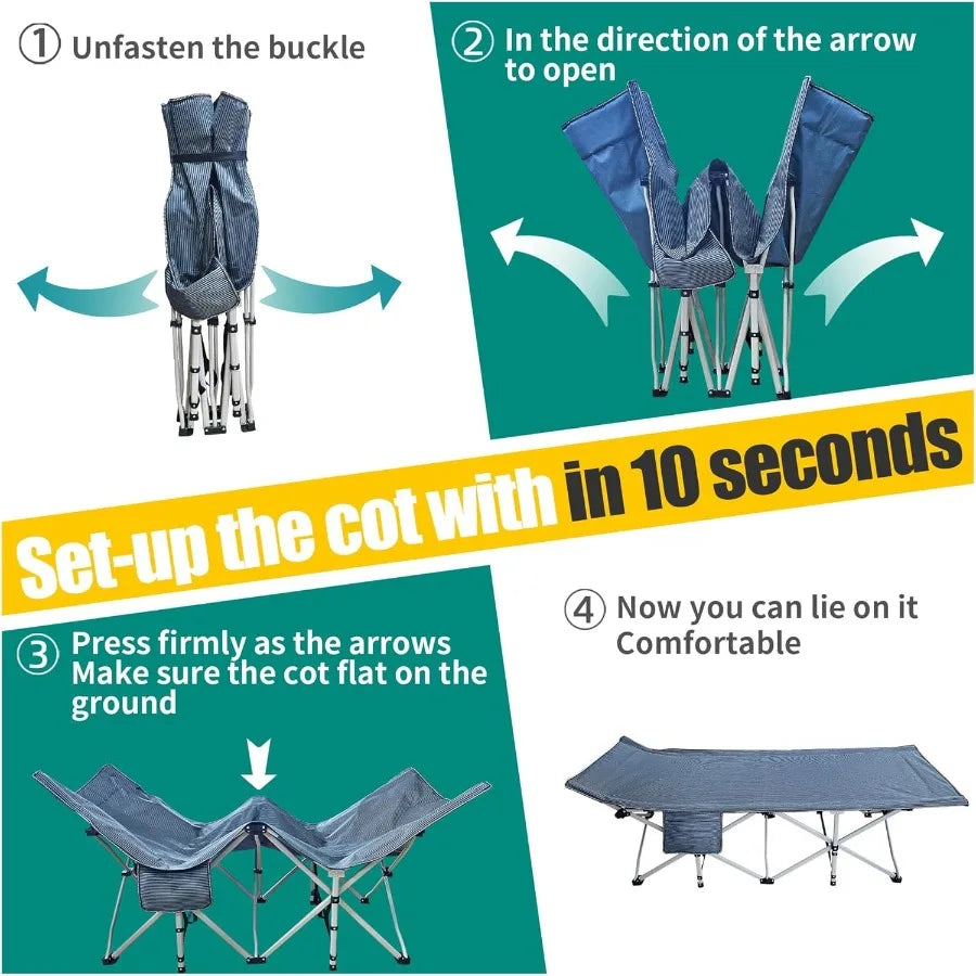 XXL Camping Cot with Mattress Oversize 32 Width Folding Cot Heavy Duty Comfortable Cots for Sleeping Guest Bed with Carry Bag P