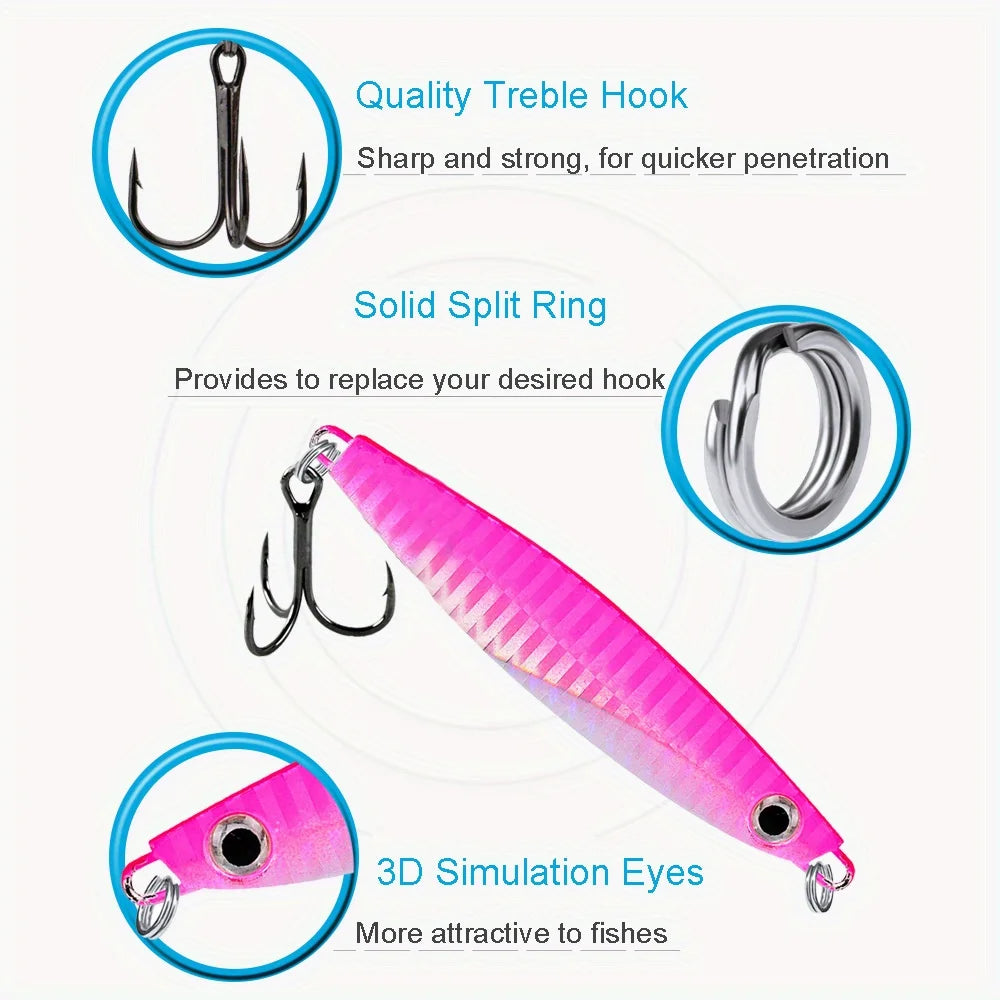 Ackibbik 6PieceSet Metal-Cast Jig-Spoon Saltwater Lure for Tuna Kingfish Performance