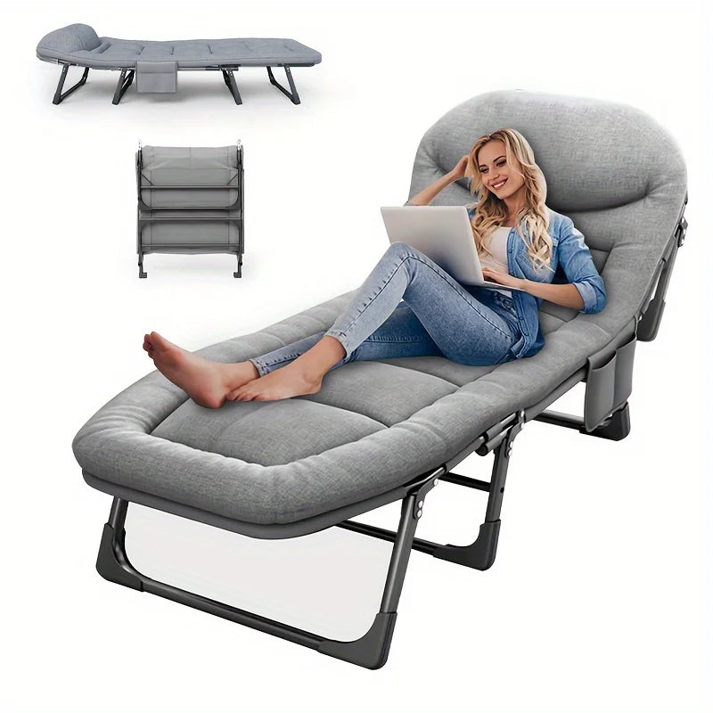 1pc Camping Cots for Adults, Folding Sleeping Cot Bed W/Mattress, Camp Bed for Travel Office & Home Camping Bed