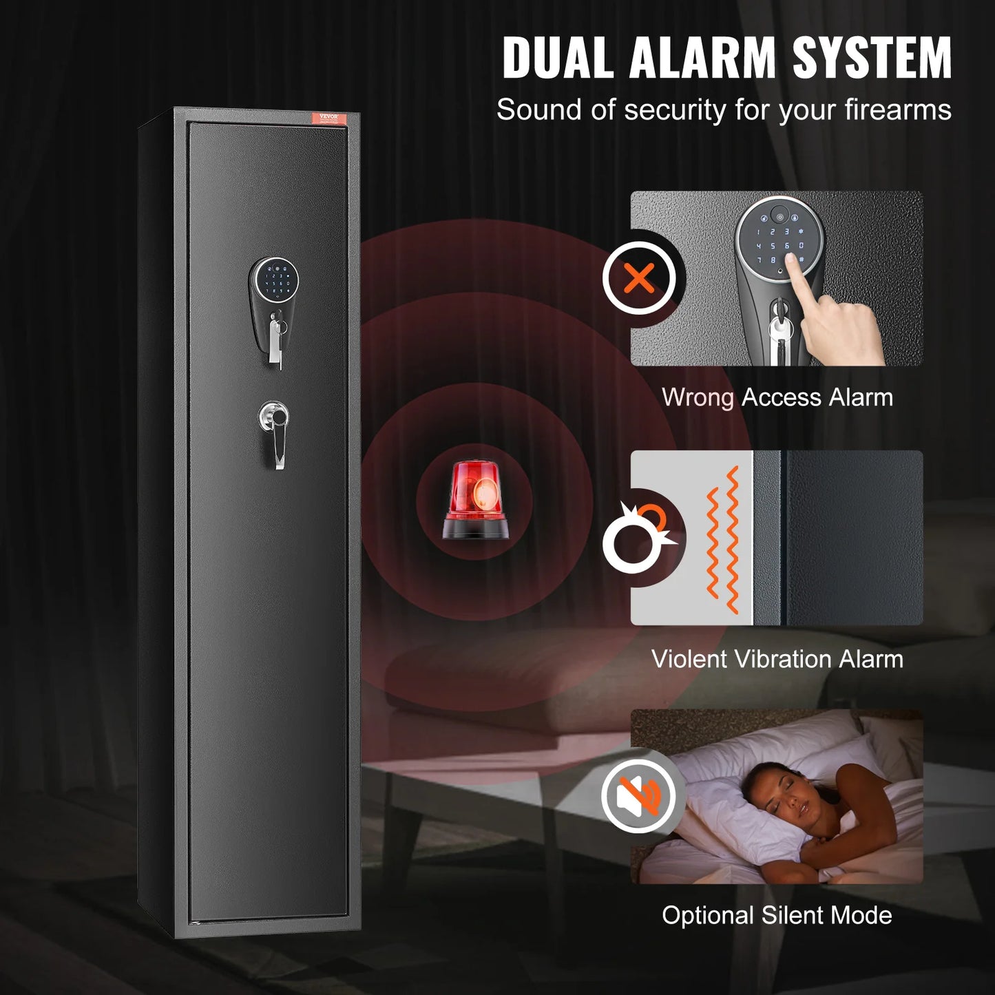 SucceBuy 3-8 Rifles Gun Safe w/ Digital Keypad & Lock Gun Storage Cabinet with Removable Storage Shelf for Home Long Gun Pistols