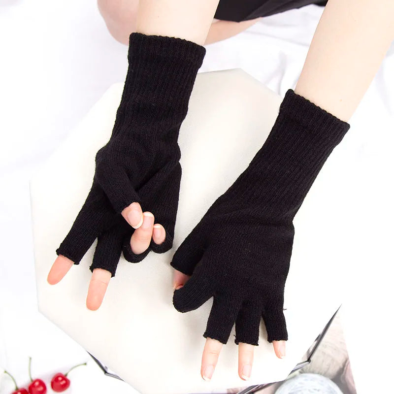 YOSEMZBACN Fingerless Gloves Unisex Knit Wool Winter Warm