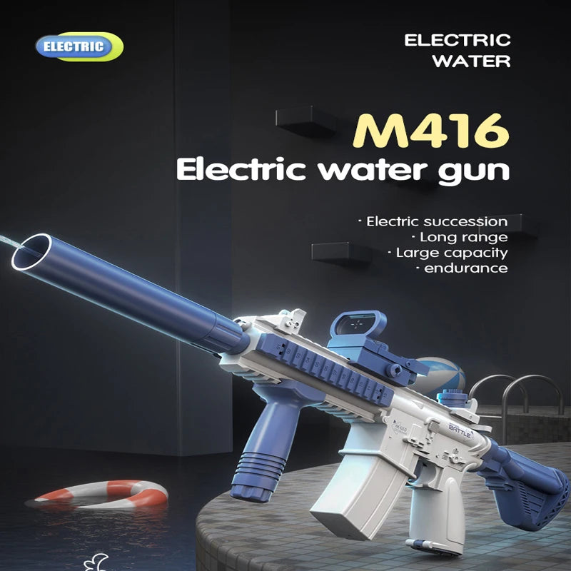 M416 Electric Water Gun Pistol 10M Long Range Portable Guns Children pool Beach Outdoor Fight Shooting Toys for Boys Kid Games