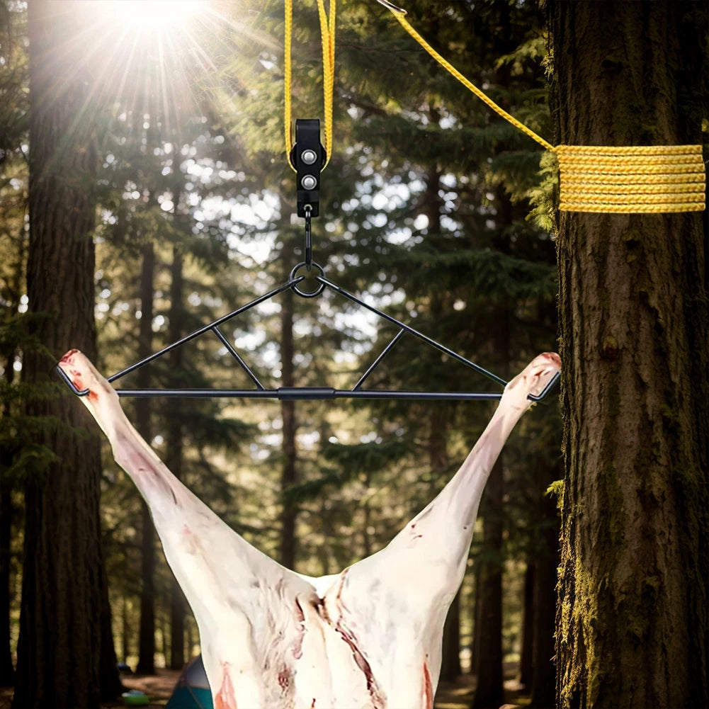 Max To 700 LBS Elk Hoist Pulley Lift System with Gambrel Hunting Game Hanging Kit for Deer Butcher Wild Hunting Gifts for Men