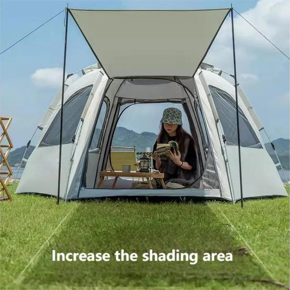 Pakicetus Pop Up Camping Tent Waterproof Skylight 4 Person