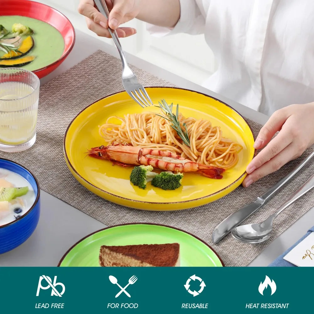 Malacasa Ceramic Tableware Set 24 Piece Handpainted Spirals