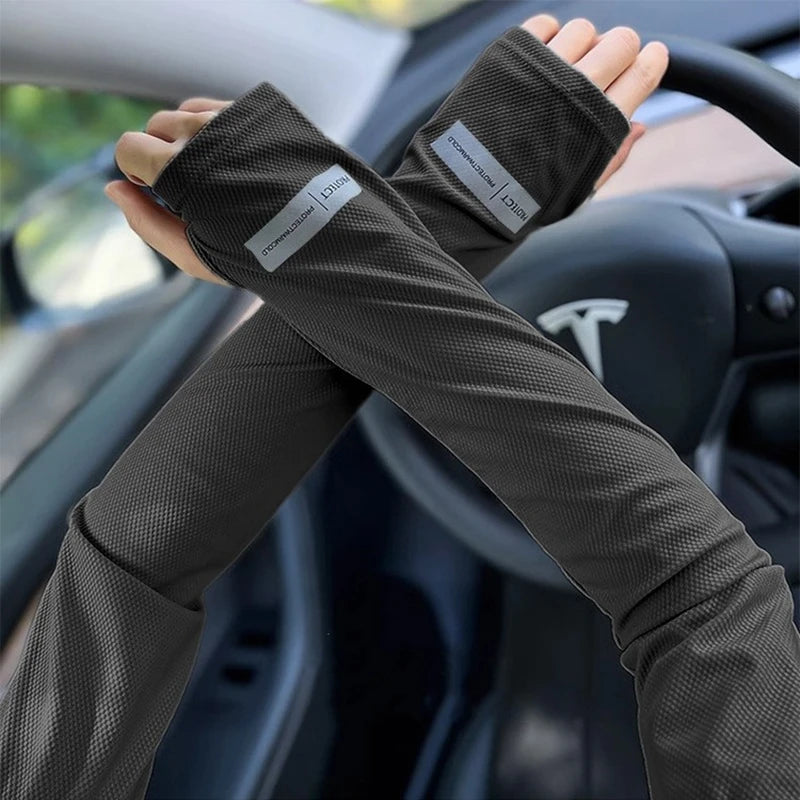 Large Size Ice Sleeves for Men's Sun Protection Japanese Summer Outdoor UV Protection Loose Arm Sleeves Driving Outdoor Gloves
