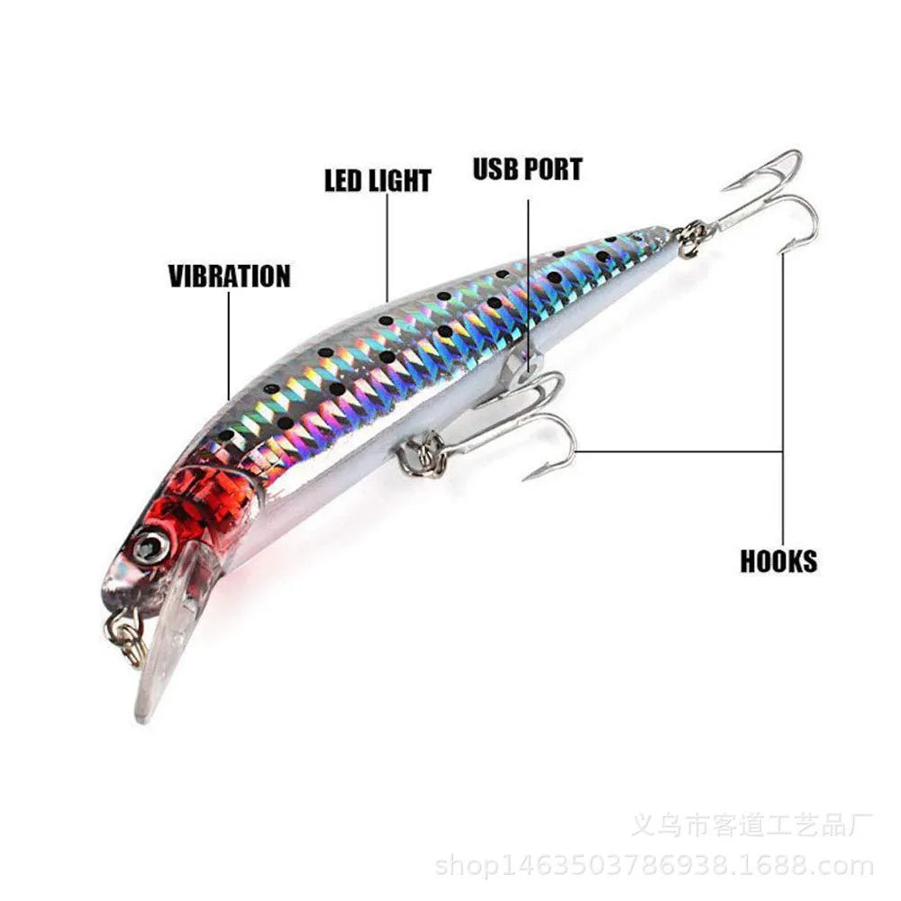 Electric Bionic Lure Vibrating USB Rechargeable LED Bait