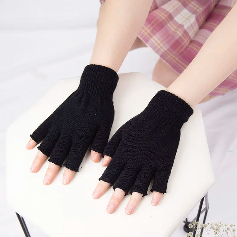 YOSEMZBACN Fingerless Gloves Unisex Knit Wool Winter Warm