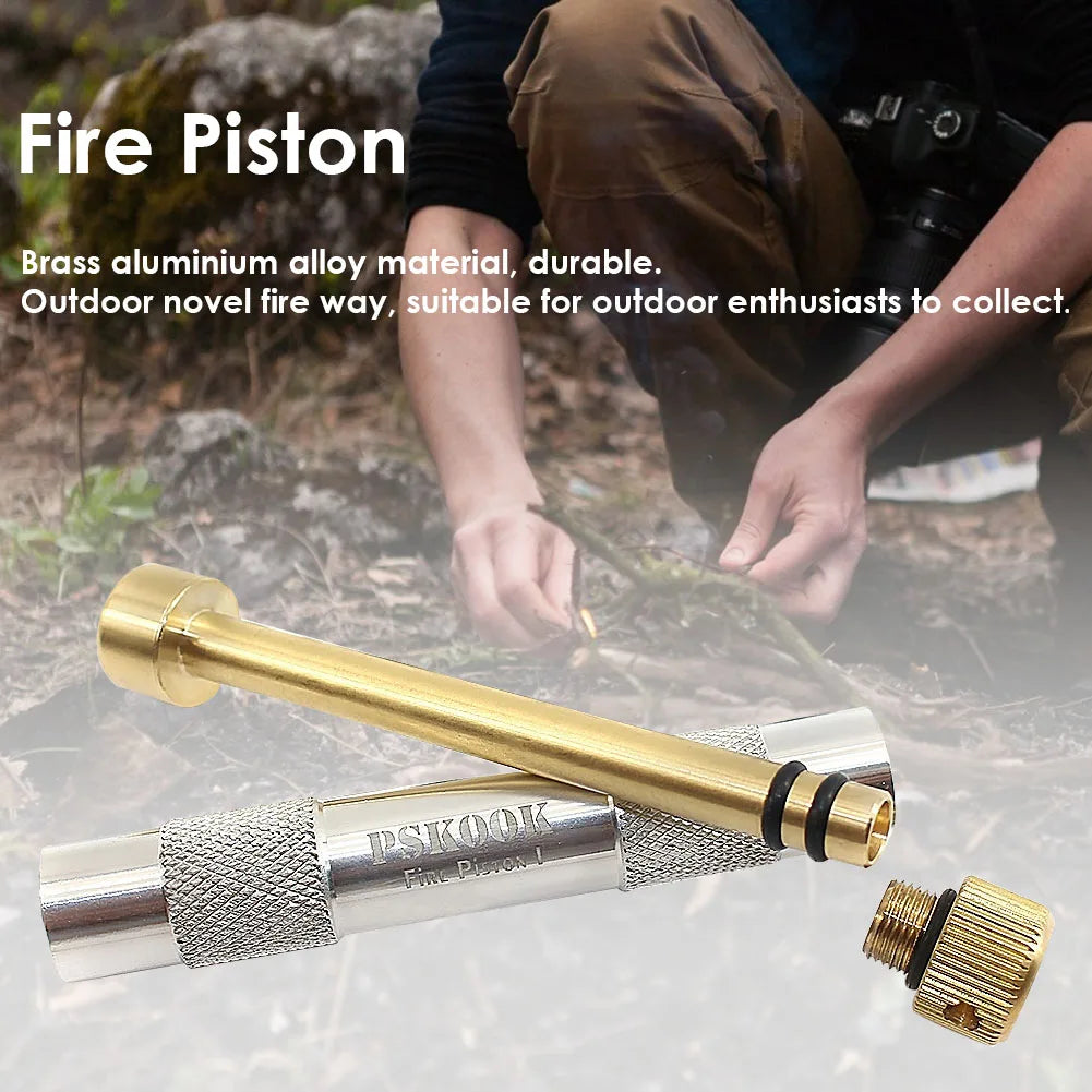 JOCESTYLE Brass Air Compression Fire Tube Emergency Fire Starter SurvivalGradeUtility