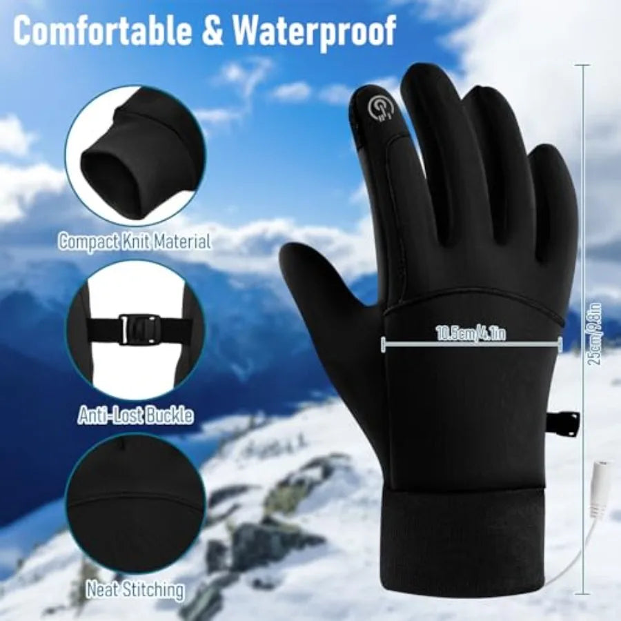 USB Heated Gloves for Men Women Full Finger Hand Warmers Gloves with 3 Temperature Levels Thermal Heated Mittens Featuring Doub