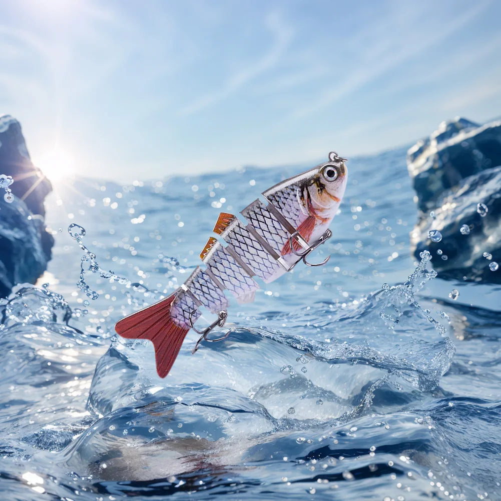 Robotic Fishing Lure With Treble Hooks Multi Jointed Swimbait Lifelike Bionic Swimming Bait