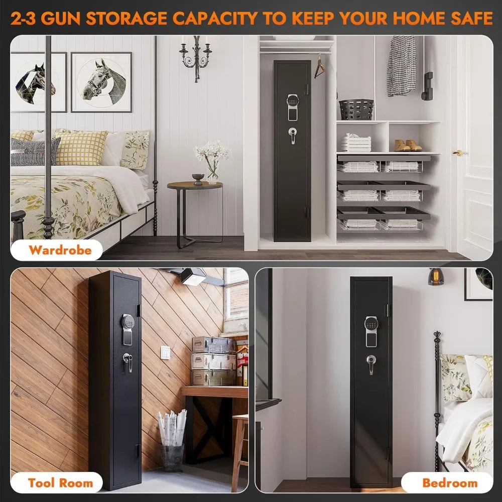 gun safes with 180-degree full access door and removable shelf for 2 home rifles and pistols digital quick access electronic