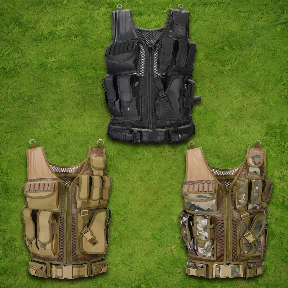 Nylon Molle Vest Adjustable Hunting Vest Multi-Pocket Plate Carrier Vest Hunting Outdoor CS Game Airsoft Training Jacket