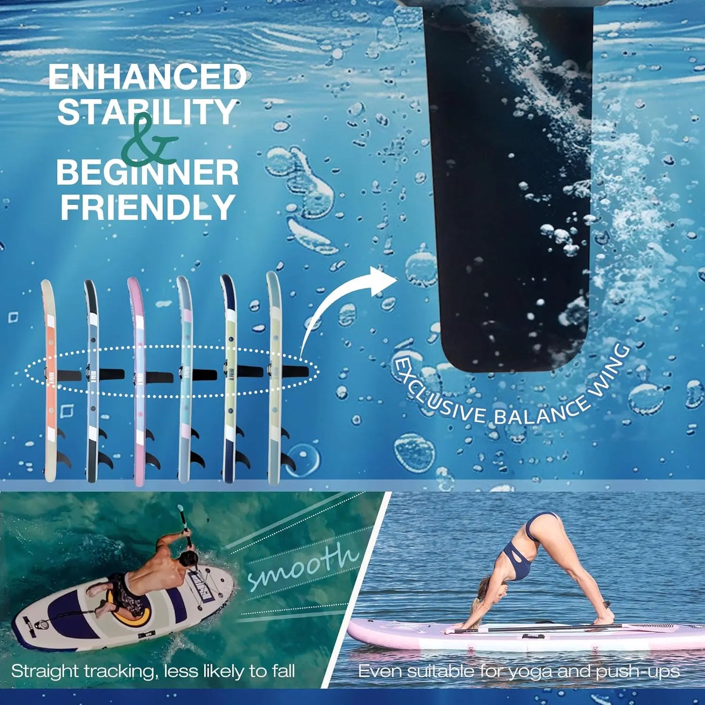 Inflatable Stand Up Paddle Board 10ft With Stable Wing
