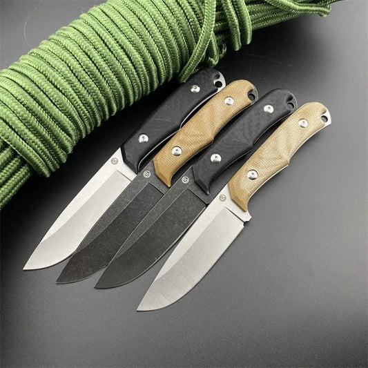 DIY Supplies CR Straight Knife G10 Linen Handle D2 Blade Outdoor Camping Survival Tactical Knife