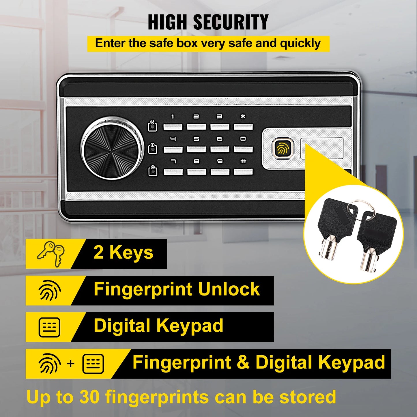 SucceBuy Fingerprint Locks Safe Deposit Box 1.7 Cubic Feet Digital Electronic Secret Hidden Piggy Bank for Jewelry Money Guns