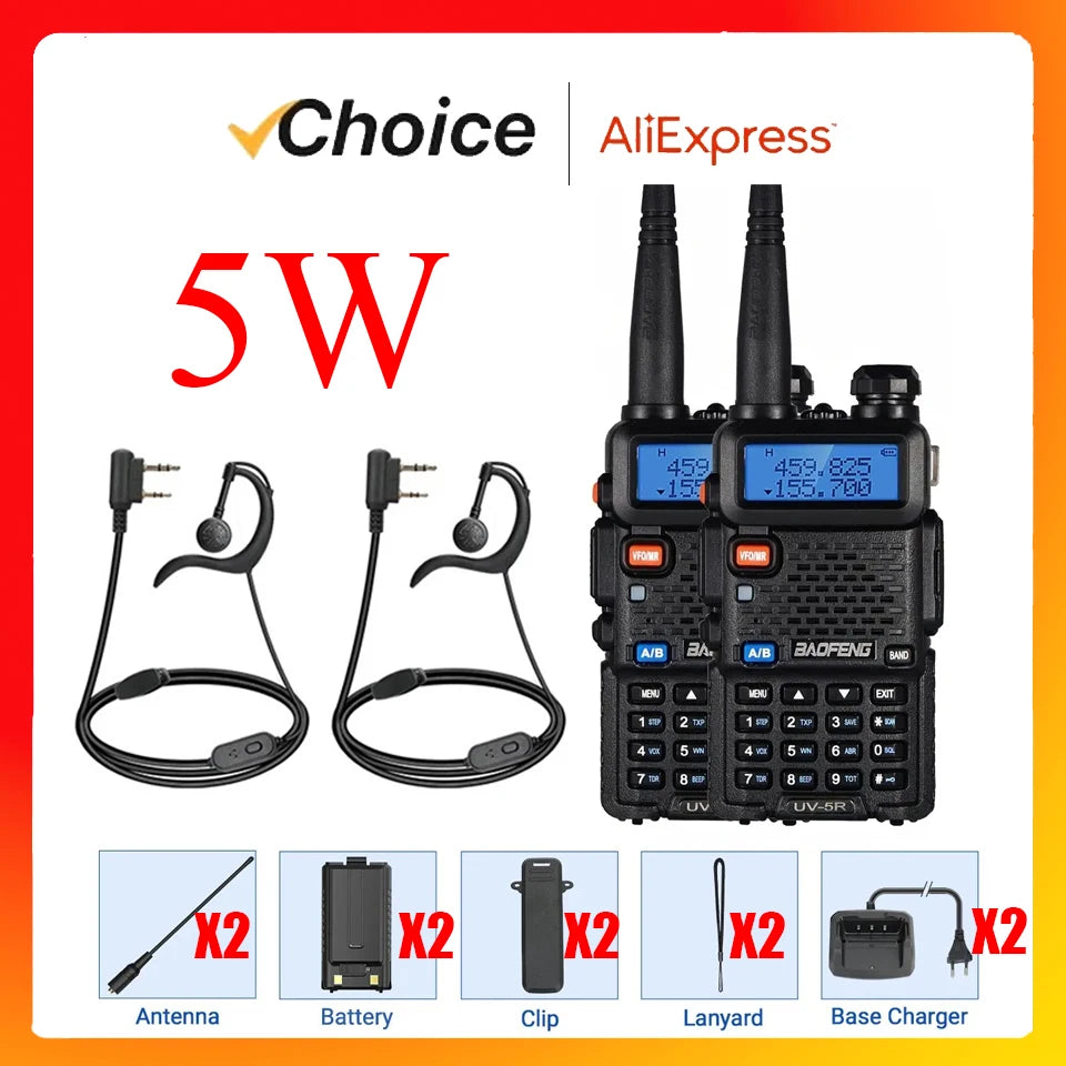 BAOFENG UV5R Dual Band 5W 8W High Power Handheld Walkie Talkie Long Range For Hunting