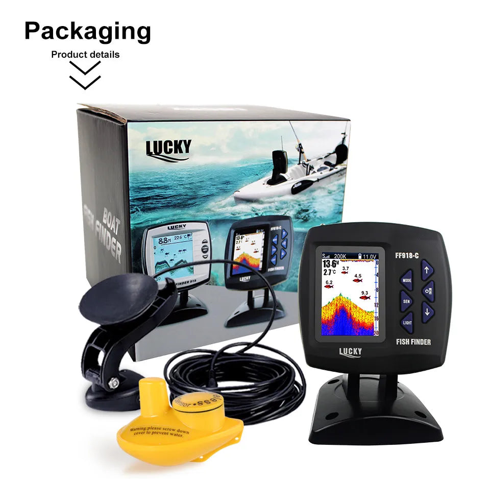 Cable Echo Sounder Sonar Fish Finder Dual Frequency Wired Depth Detector For Angling