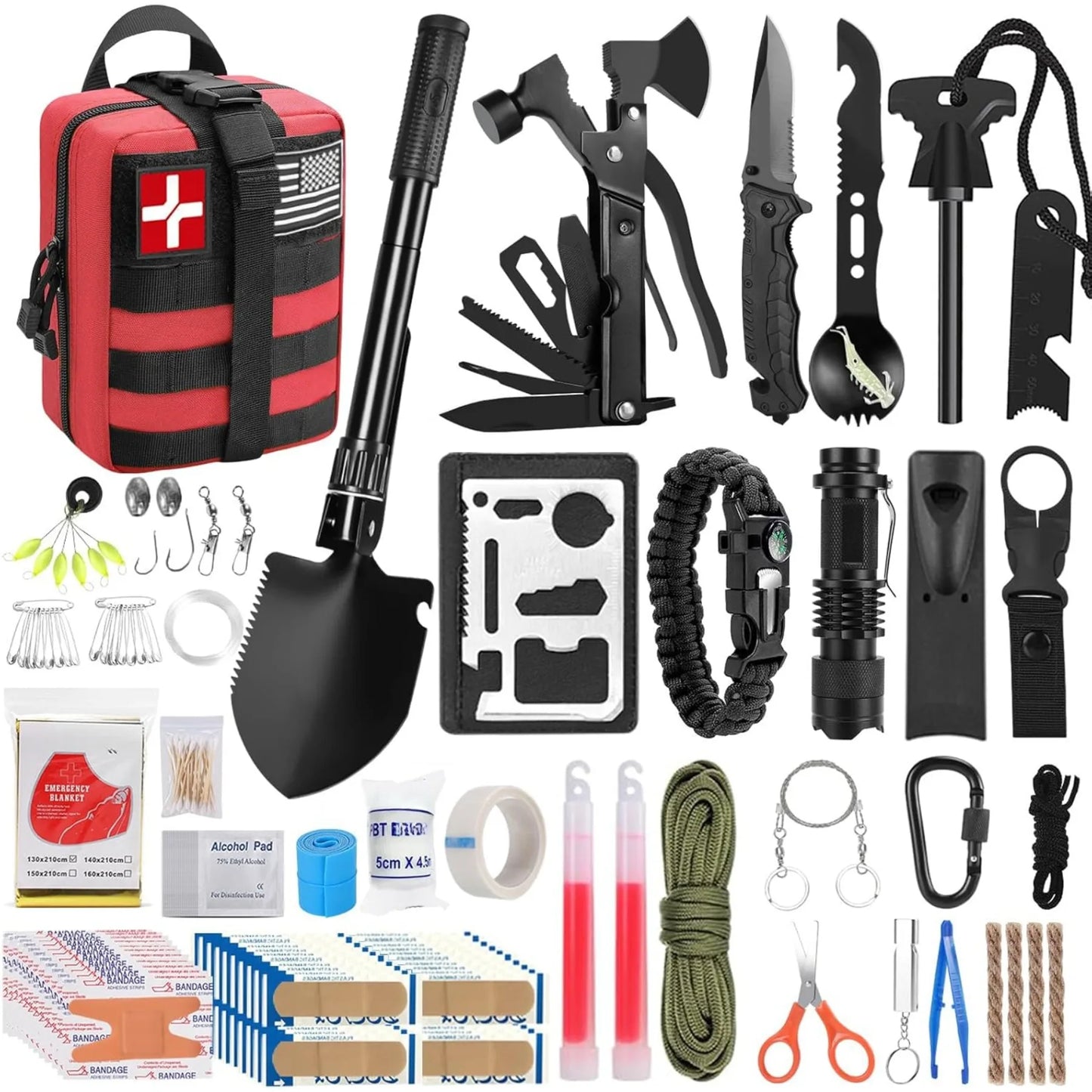 Hign-concerned Survival Kit and First Aid Set 142 Pieces