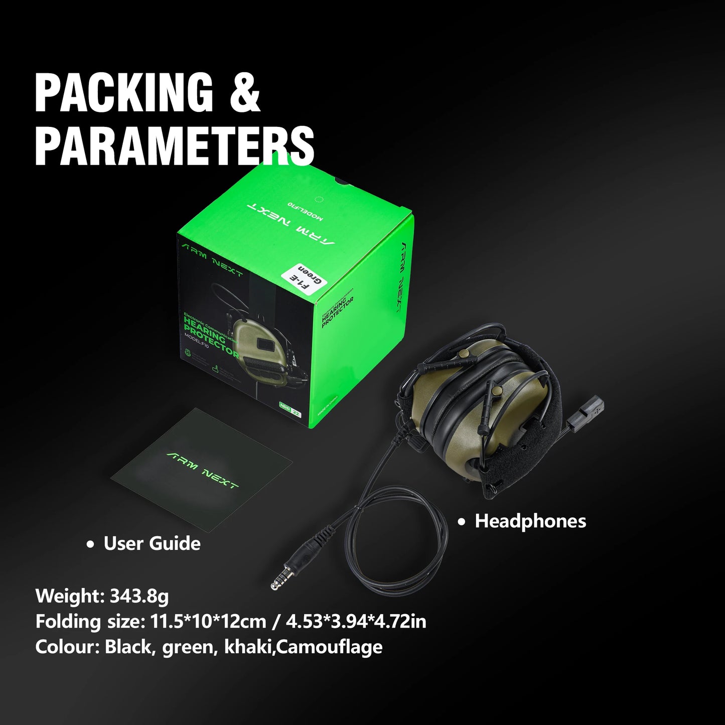 ARM NEXT F10 Tactical Electronic Shooting Earmuffs Outdoor Hunting Sound Pickup Noise Reduction Protection Hearing Headset