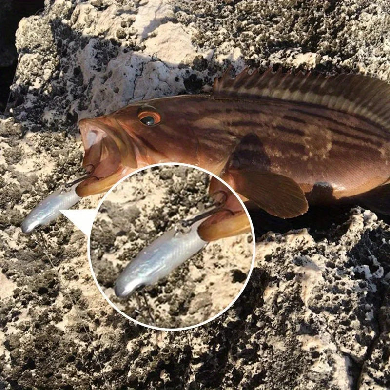 Five Piece Realistic Soft Bait Kit With Sharp Hooks