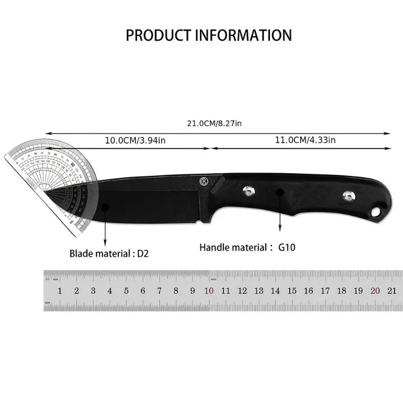 DIY Supplies CR Straight Knife G10 Linen Handle D2 Blade Outdoor Camping Survival Tactical Knife