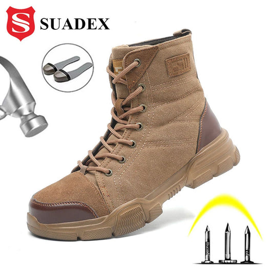 SUADEX Steel Toe Boots Men Work Safety Shoes Durable