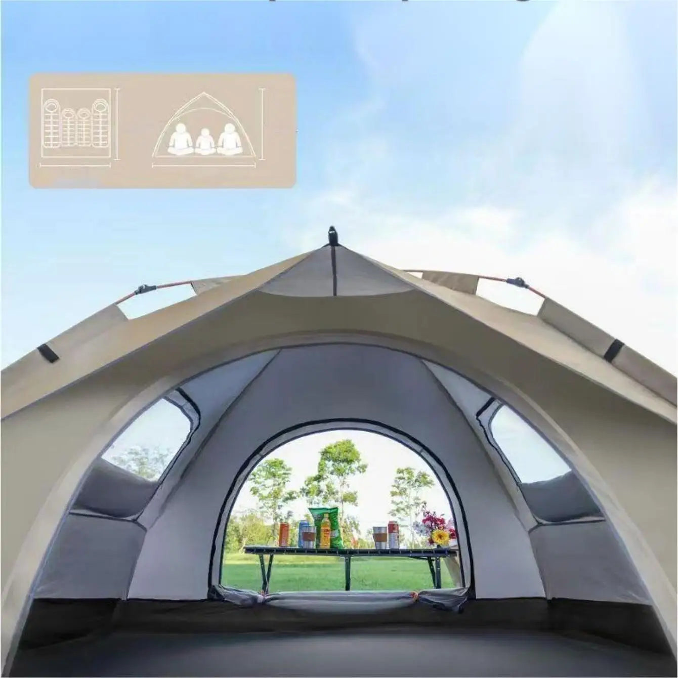 Pakicetus Outdoor Sunshade Camping Tent With Double Doors