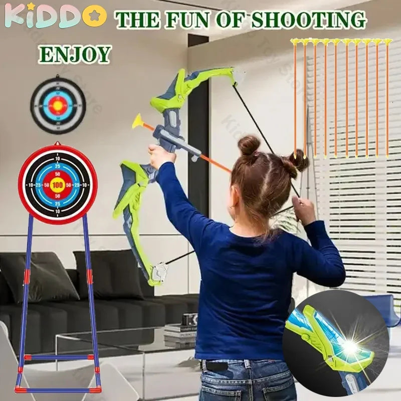 Bow and Arrow Set Light Up Archery Toy Kids Outdoor with Standing Target Sports Shooting Hunting Games Toys Children Gifts