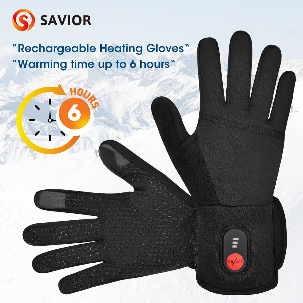 Savior Heat Heated Skiing Gloves Men Women Touchscreen Winter Warmth For Snowboarding