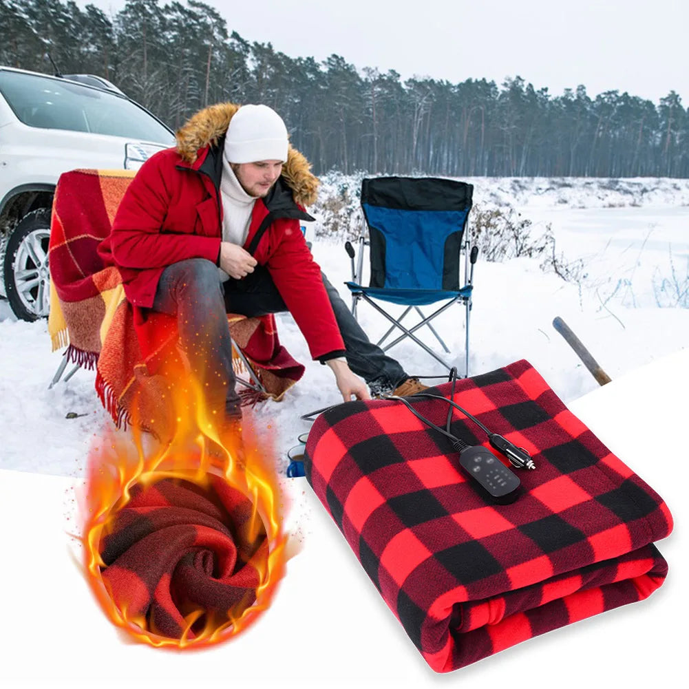 NoHign Car Electric Heated Blanket 12V Auto Off Camping