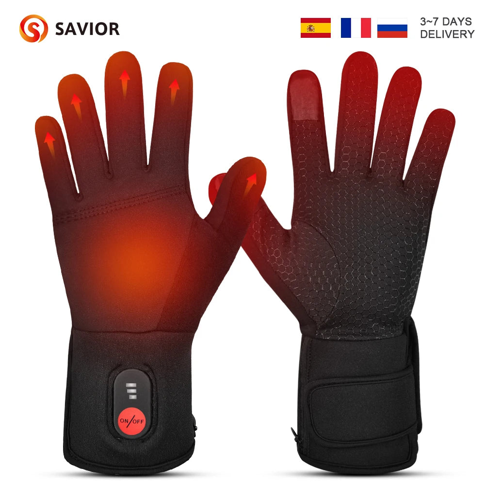 Savior Heat Heated Skiing Gloves Men Women Touchscreen Winter Warmth For Snowboarding