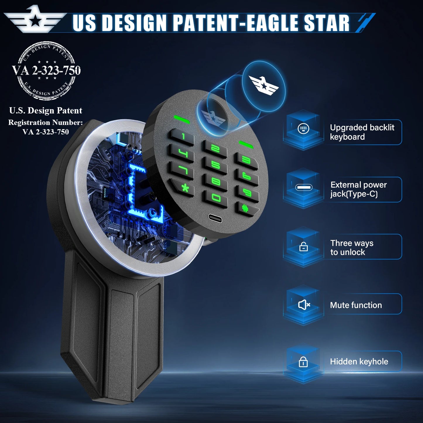 Kavey Digital Large Gun Safe, Quick Access Gun Cabinets with LED Light, Adjustable Gun Rack and Removable Shelf