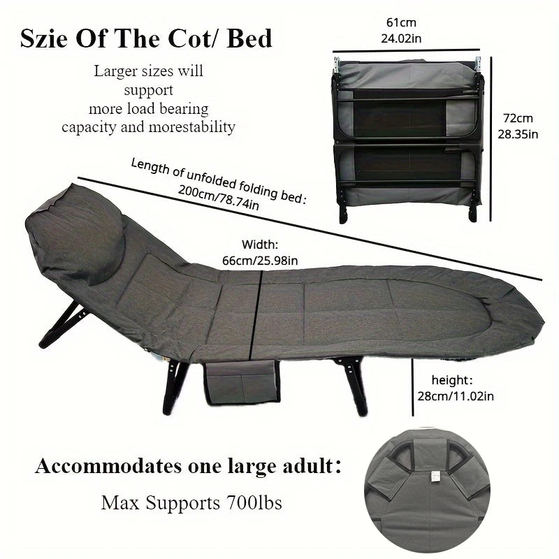 1pc Camping Cots for Adults, Folding Sleeping Cot Bed W/Mattress, Camp Bed for Travel Office & Home Camping Bed