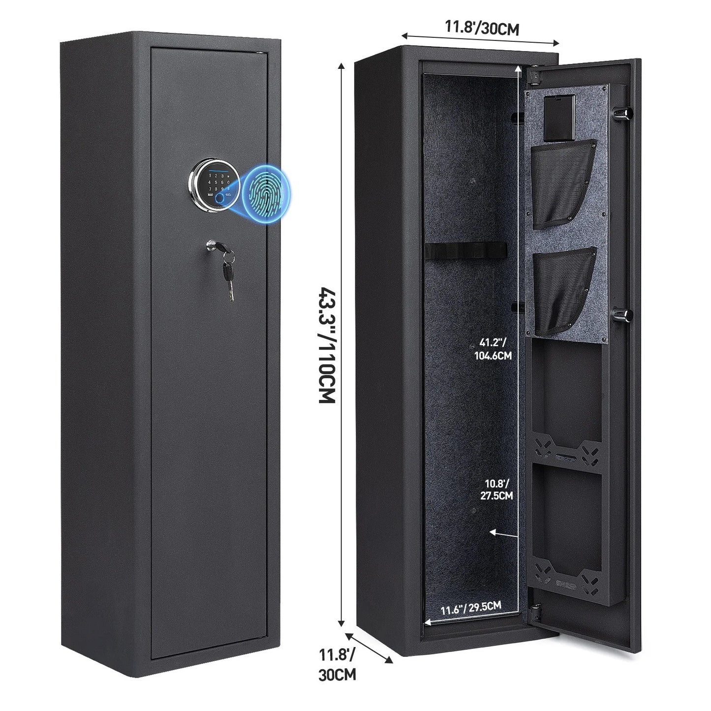 Mutak 3-8 Rifles Gun Safe for Home Rifles Pistols,Biometric Gun Cabinet with Fingerprint/Keypad/Key,with Locker Removable Shelf
