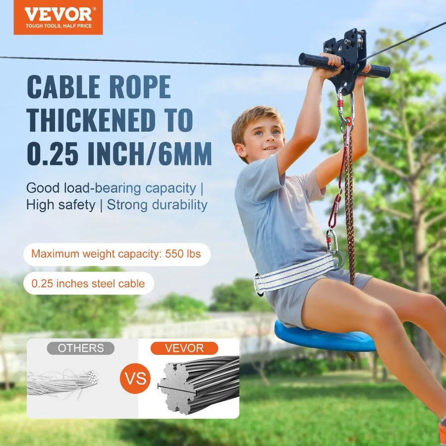 Hign-concerned Zipline Kit For Backyard Quick Setup For Adults Outdoor Playground Entertainment