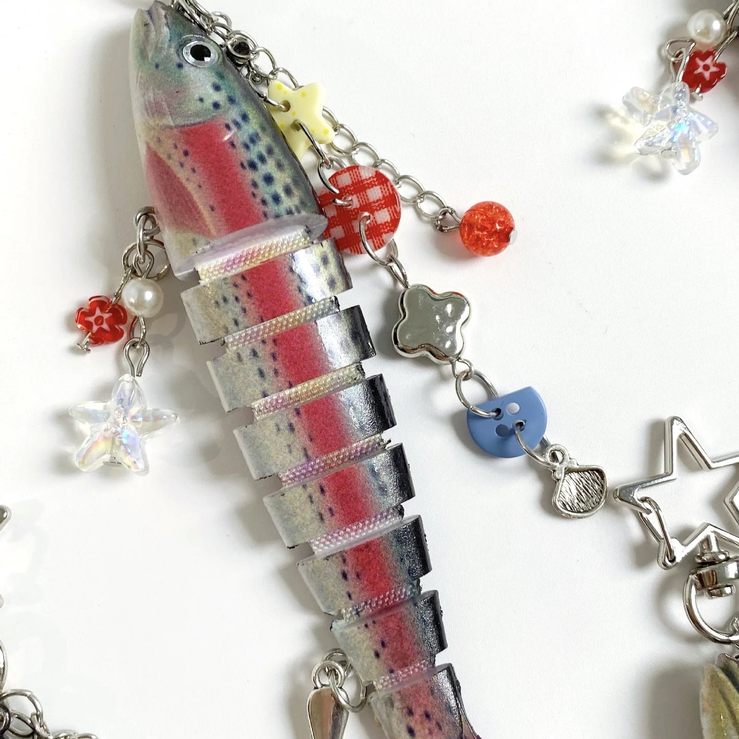 Handmade Fish Keychain, Ocean Small Fish Bait Pendant Keychains Gift For Fishing Enthusiasts DIY Accessories Car Key Ring