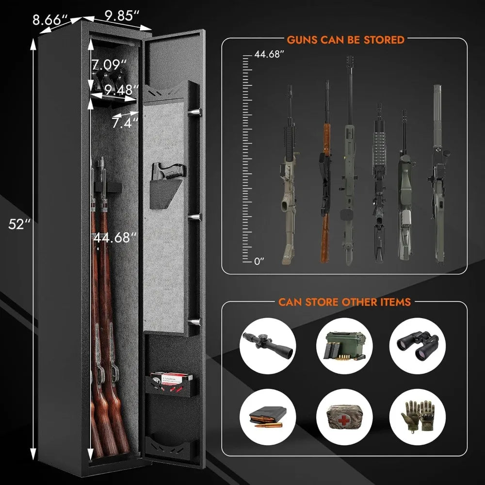 gun safes with 180-degree full access door and removable shelf for 2 home rifles and pistols digital quick access electronic