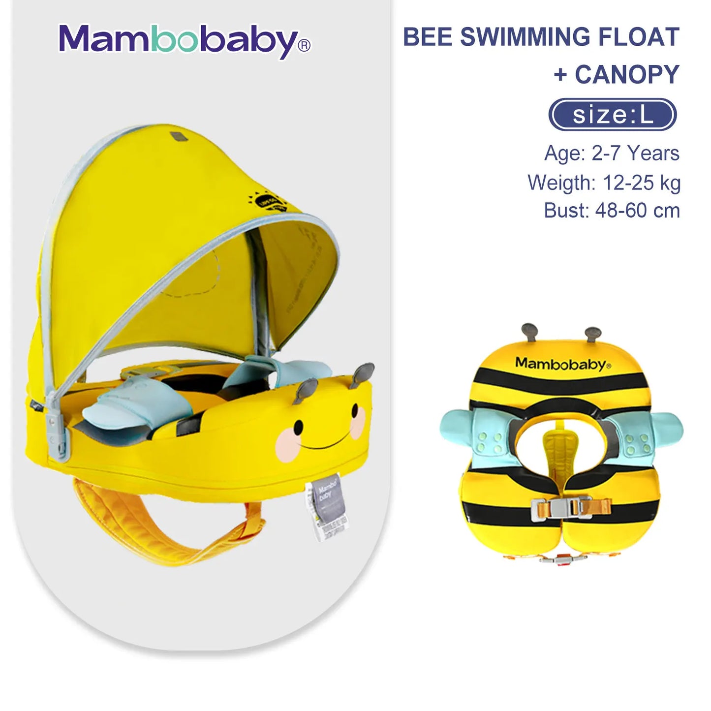 Mambobaby Baby Float With Sunshade And Safe Belt For Kids