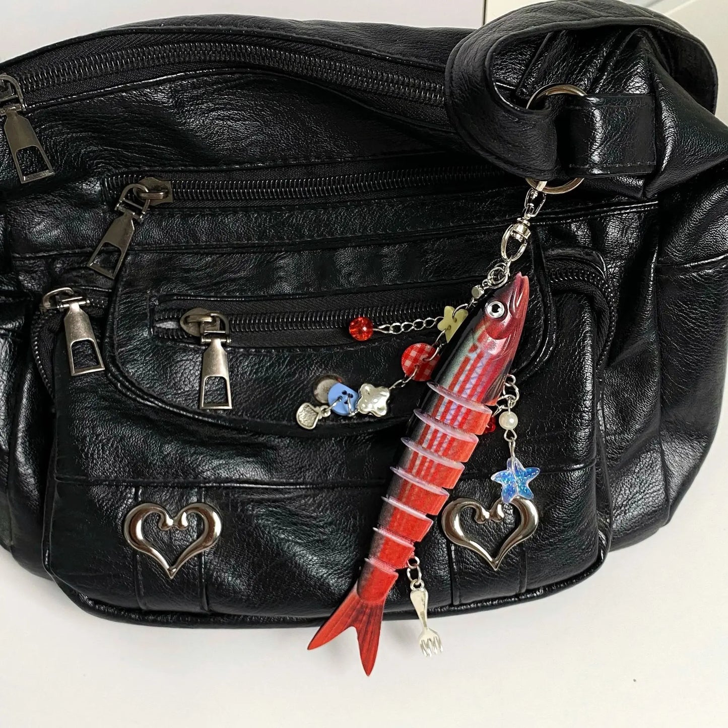 Handmade Fish Keychain, Ocean Small Fish Bait Pendant Keychains Gift For Fishing Enthusiasts DIY Accessories Car Key Ring