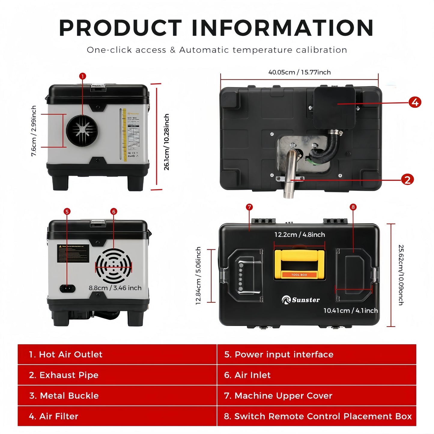 Sunster TB10 8KW Diesel Parking Air Heater 12V 24V 220V