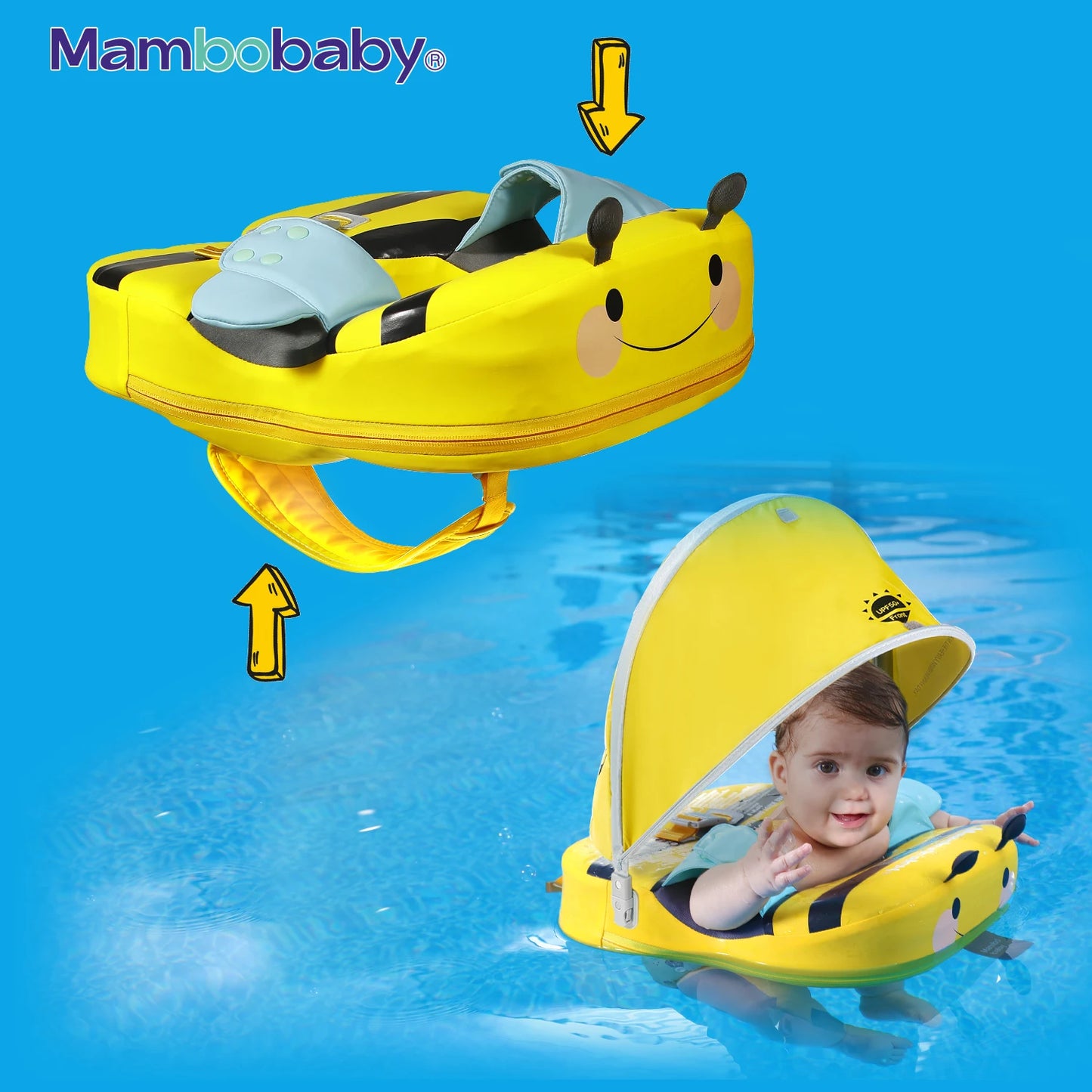 Mambobaby Baby Float With Sunshade And Safe Belt For Kids