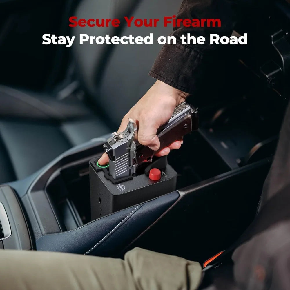 Biometric Pistol Gun Safe – Car and Bedside gun Safe for handgun with Fingerprint Trigger Lock for Quick Access, Fast Entry for