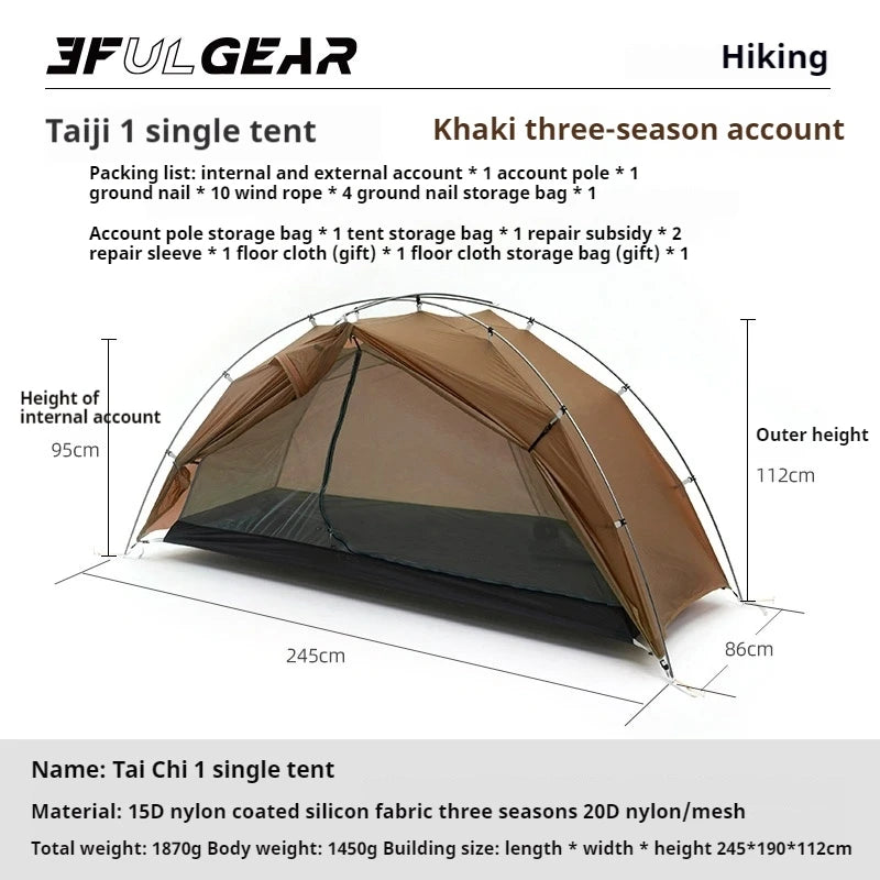 3F UL GEAR Camping Tent Lightweight Three Quarter Season
