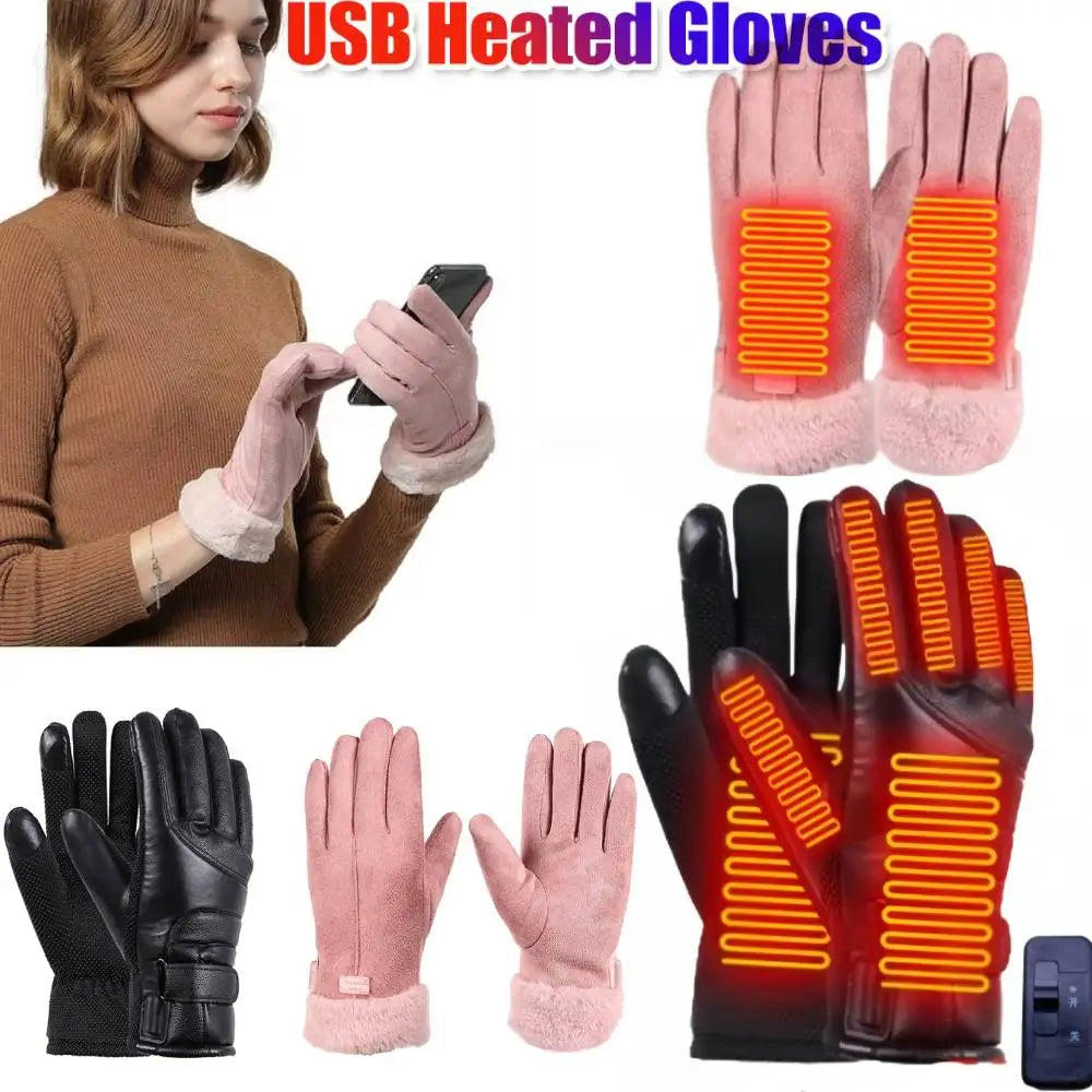 VODOOLCN USB Electric Heated Gloves Outdoor Winter Sports Waterproof Touchscreen