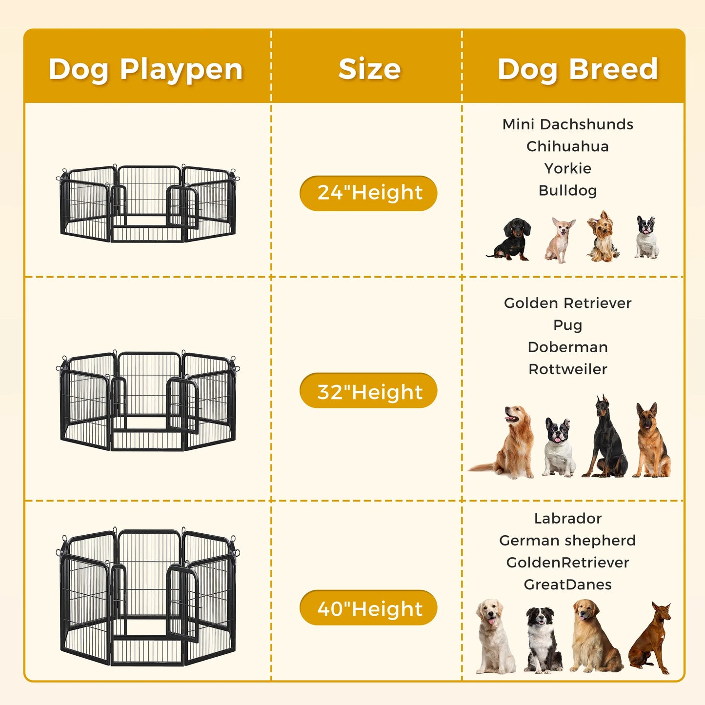 Heavy Duty Iron Dog Playpen With Door Foldable Pet Fence