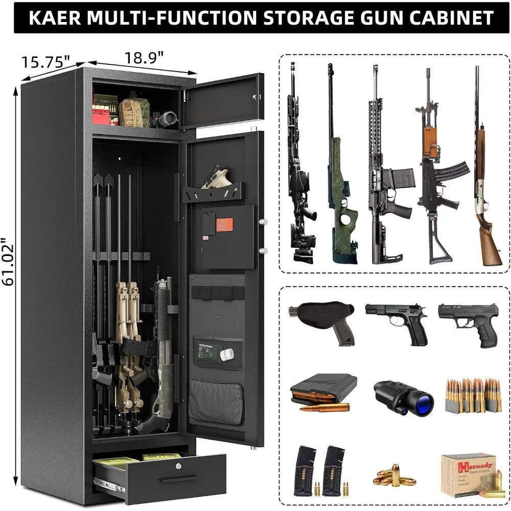 Large Gun Safe for Rifles Pistols 10-15 Gun Capacity Home Security Cabinet