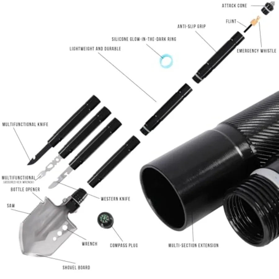 Survival Shovel Multitool 14 In 1 Tactical Folding Shovel Axe For Camping Outdoor Gear For Hiking And Hunting