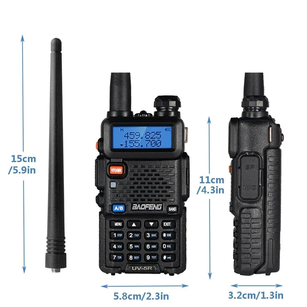 BAOFENG UV-5R 5W 2-Piece Dual-Band Two-Way Radio Long-Range Communications Professional-Grade